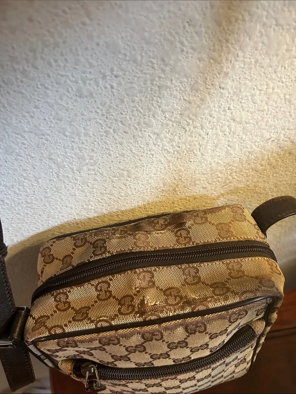 Gucci Beige/Brown Monogram Messenger Bag